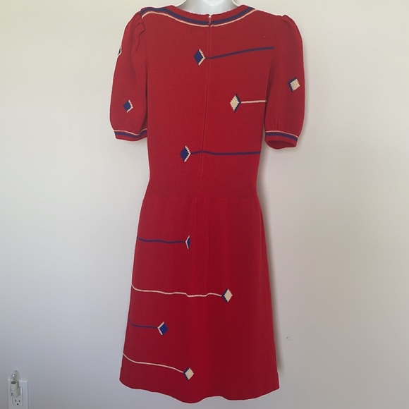 ADOLFO NEW YORK Vintage Knit geo patterned dress - Picture 6 of 9